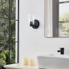 Thesis Bedminster bathroom wall lamp, black, 1-bulb, 5-inch, metal