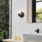 Thesis Bedminster bathroom wall lamp, black, 1-bulb, 5-inch, metal