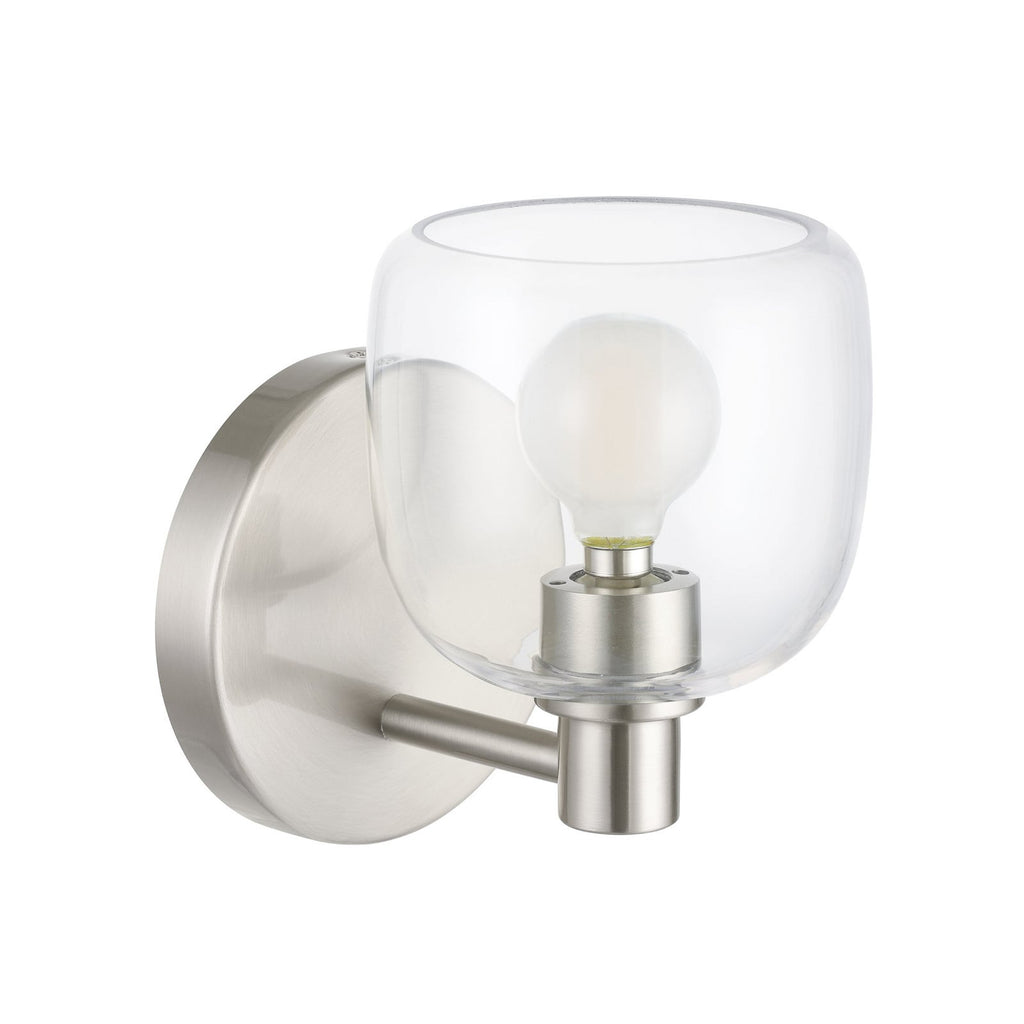Thesis Valentina bathroom wall lamp, nickel, 1-bulb, 5 in, metal