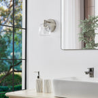 Thesis Valentina bathroom wall lamp, nickel, 1-bulb, 5 in, metal