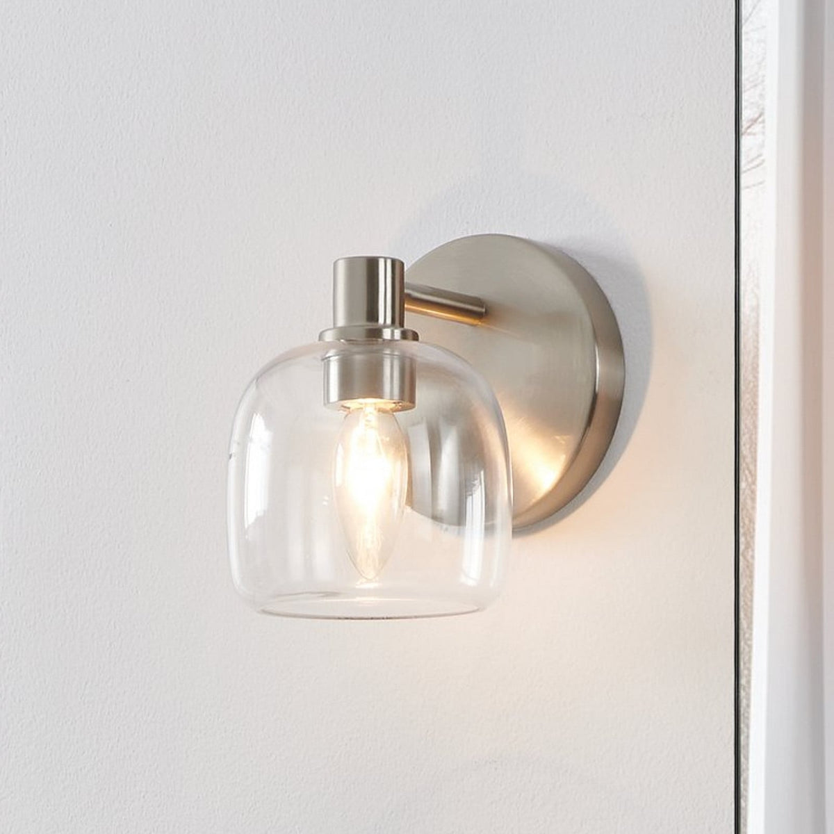 Thesis Valentina bathroom wall lamp, nickel, 1-bulb, 5 in, metal