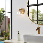 Thesis Valentina bathroom wall lamp, gold, 1-bulb, 5 in, metal