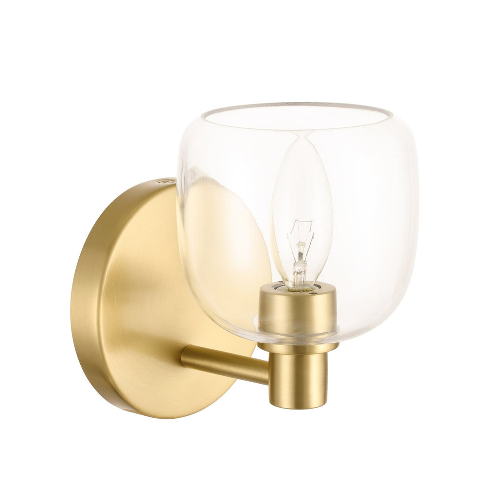 Thesis Valentina bathroom wall lamp, gold, 1-bulb, 5 in, metal