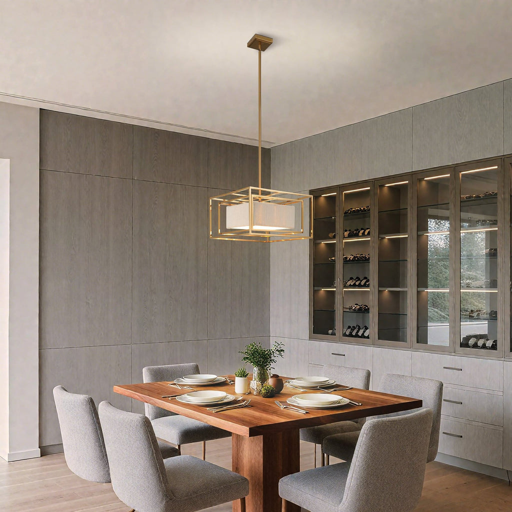 Thesis Abbey hanging light, brass/beige, 18, in metal and cotton