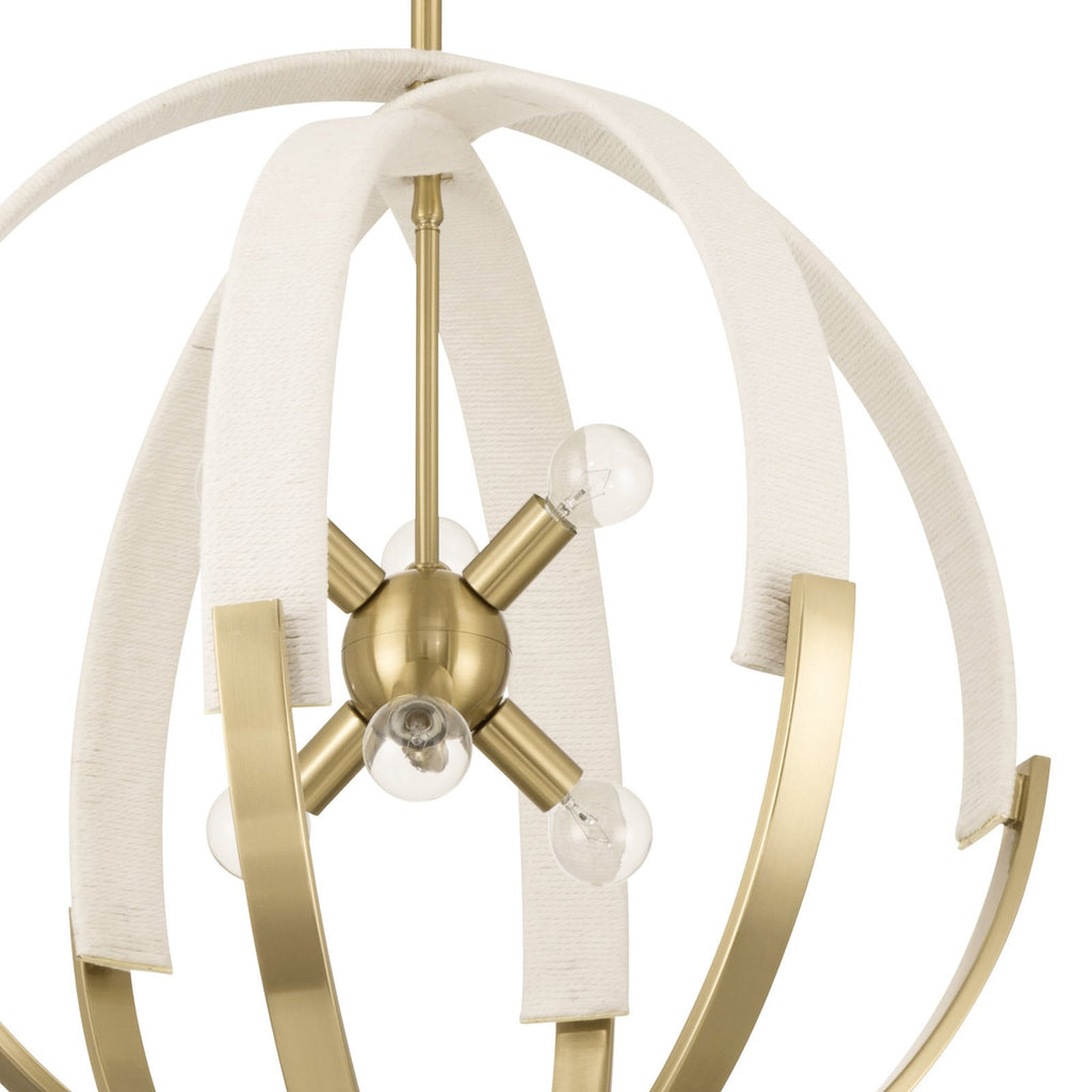 Thesis Abbey hanging light, brass/beige, 23, in metal and cotton