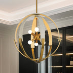 Thesis Abbey hanging light, brass/beige, 23, in metal and cotton