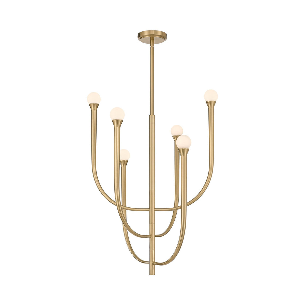 Thesis Dahlia chandelier, brass-coloured, 6-bulb, 23 in, G9