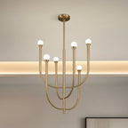 Thesis Dahlia chandelier, brass-coloured, 6-bulb, 23 in, G9