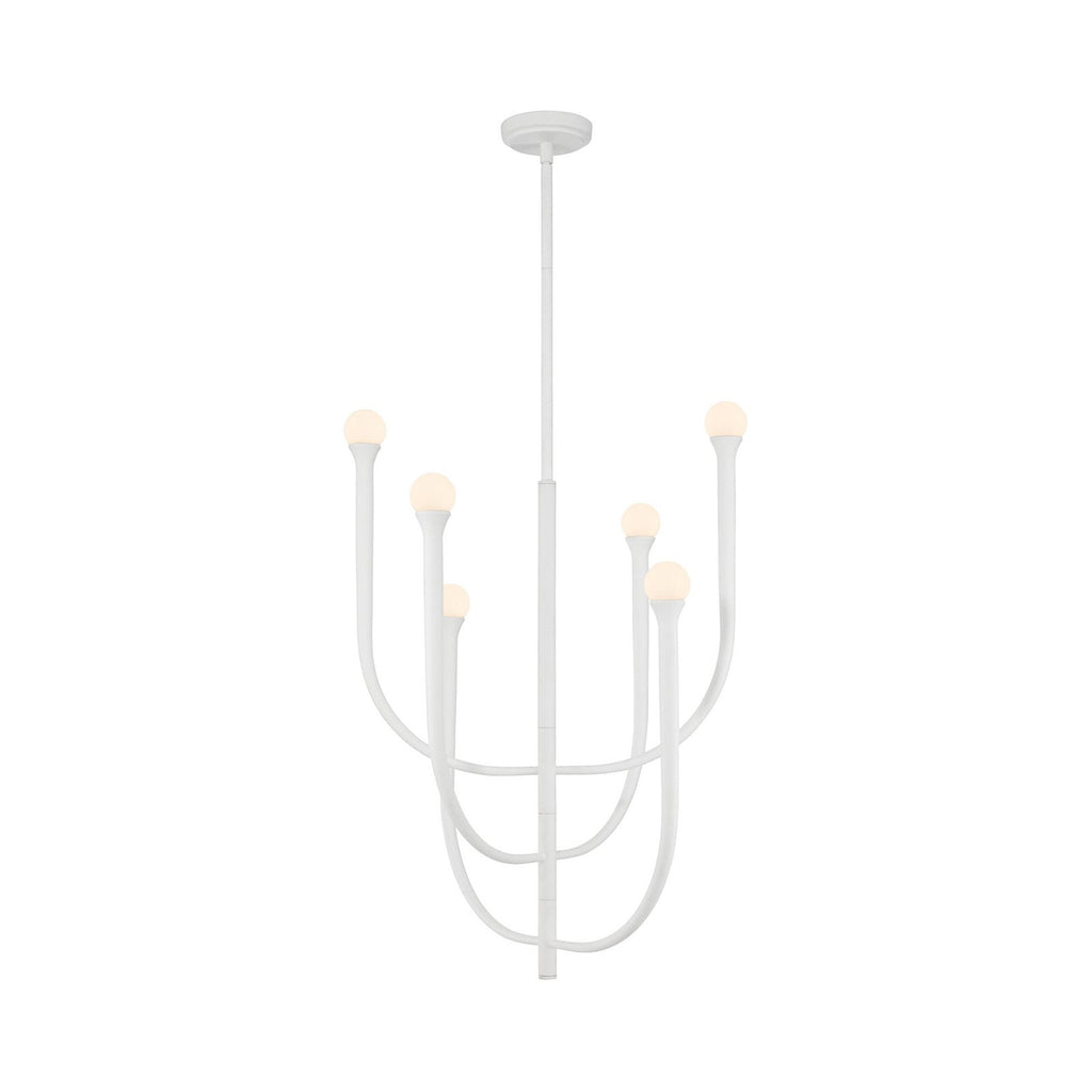 Thesis Dahlia Chandelier, white, 6-bulb, 23 in, G9