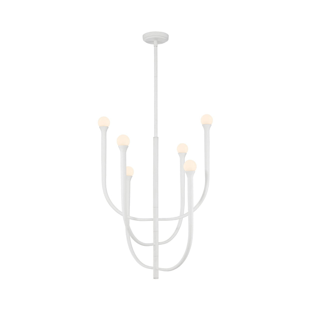 Thesis Dahlia Chandelier, white, 6-bulb, 23 in, G9