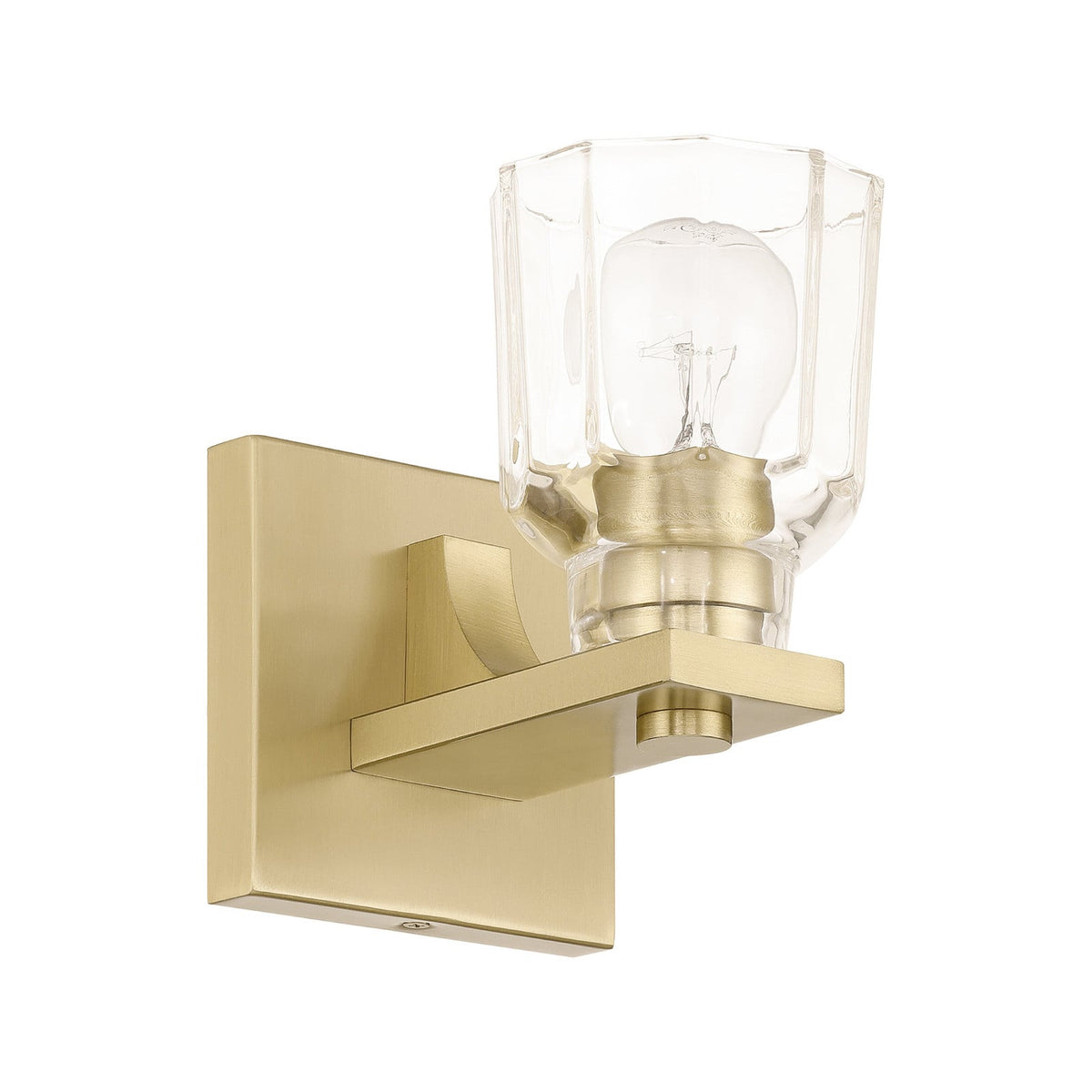 Thesis Dryden bathroom wall light, gold-coloured, 5 in, metal/glass