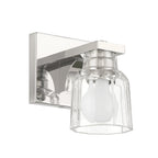 Thesis Dryden bathroom wall lamp, nickel-coloured, 5 in, metal/glass