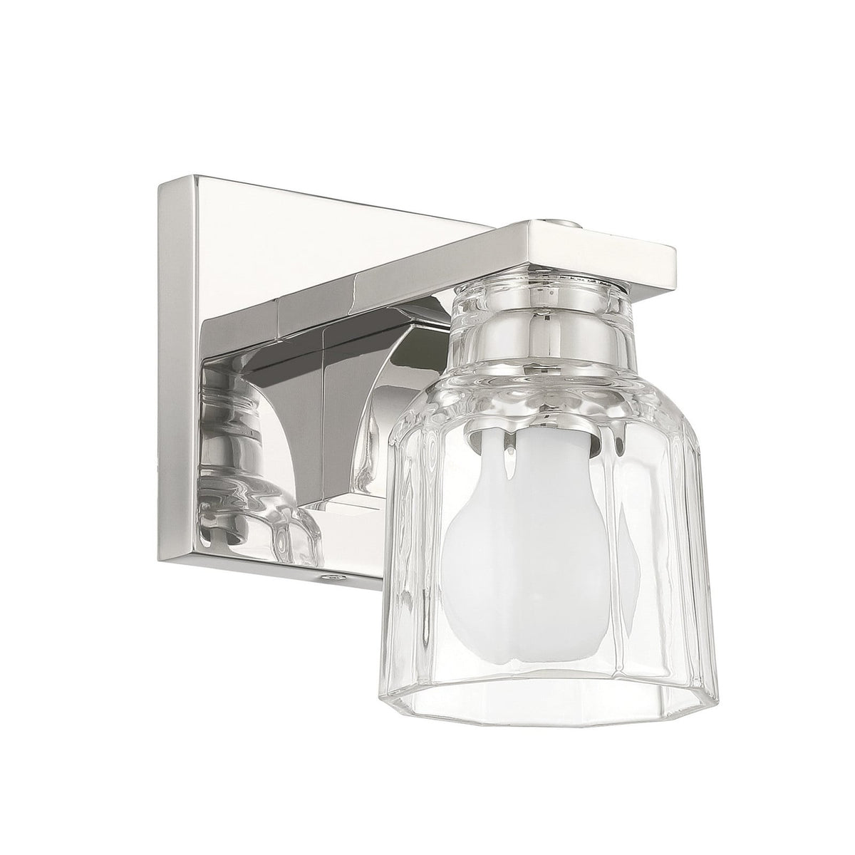 Thesis Dryden bathroom wall lamp, nickel-coloured, 5 in, metal/glass