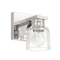 Thesis Dryden bathroom wall lamp, nickel-coloured, 5 in, metal/glass