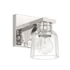 Thesis Dryden bathroom wall lamp, nickel-coloured, 5 in, metal/glass