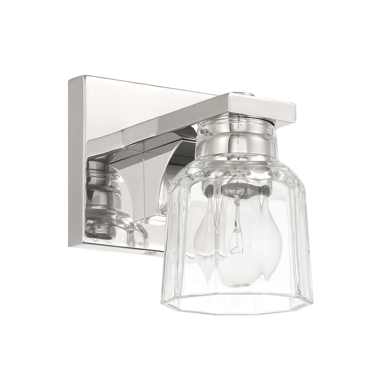 Thesis Dryden bathroom wall lamp, nickel-coloured, 5 in, metal/glass