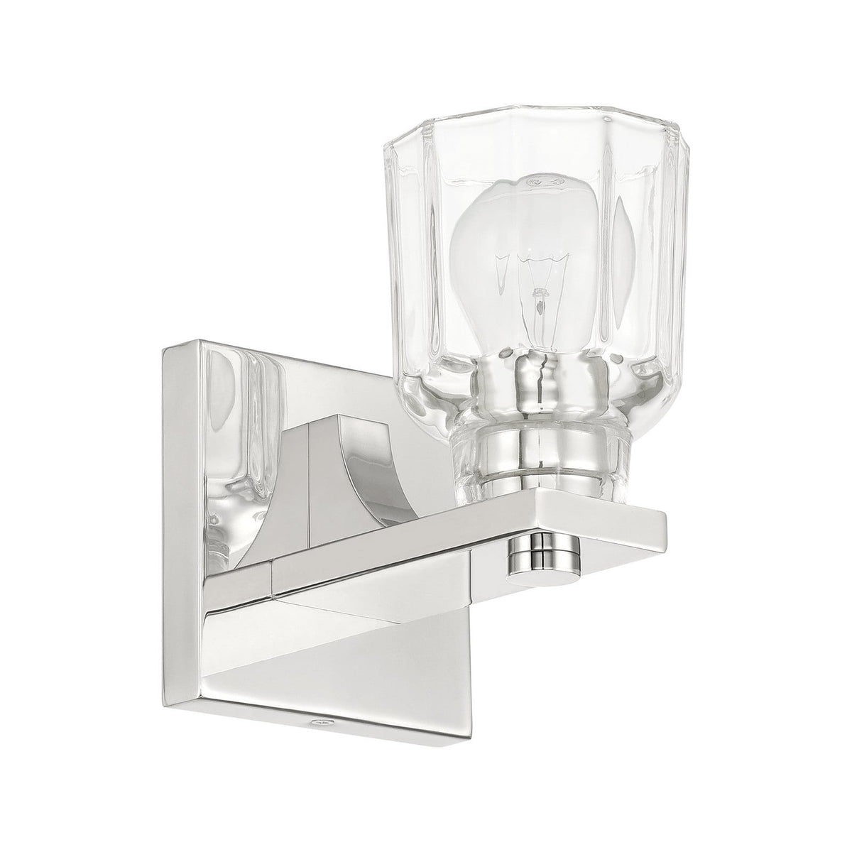 Thesis Dryden bathroom wall lamp, nickel-coloured, 5 in, metal/glass