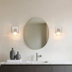 Thesis Dryden bathroom wall lamp, nickel-coloured, 5 in, metal/glass
