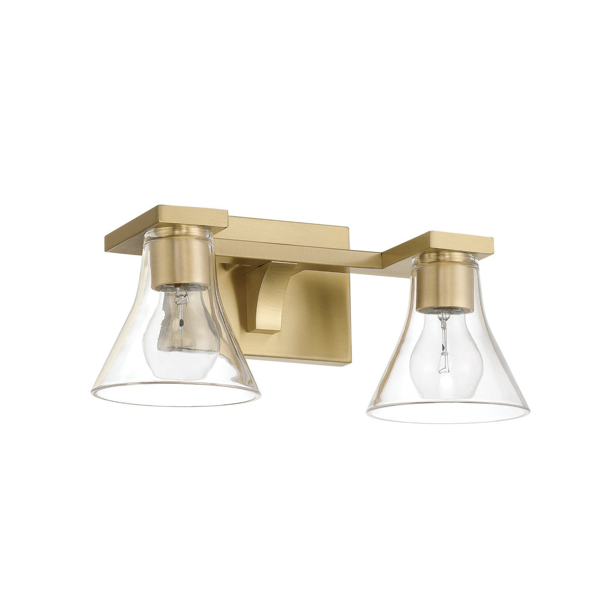 Thesis Gilford bathroom wall lamp, 2-bulb, 14 in, gold-coloured