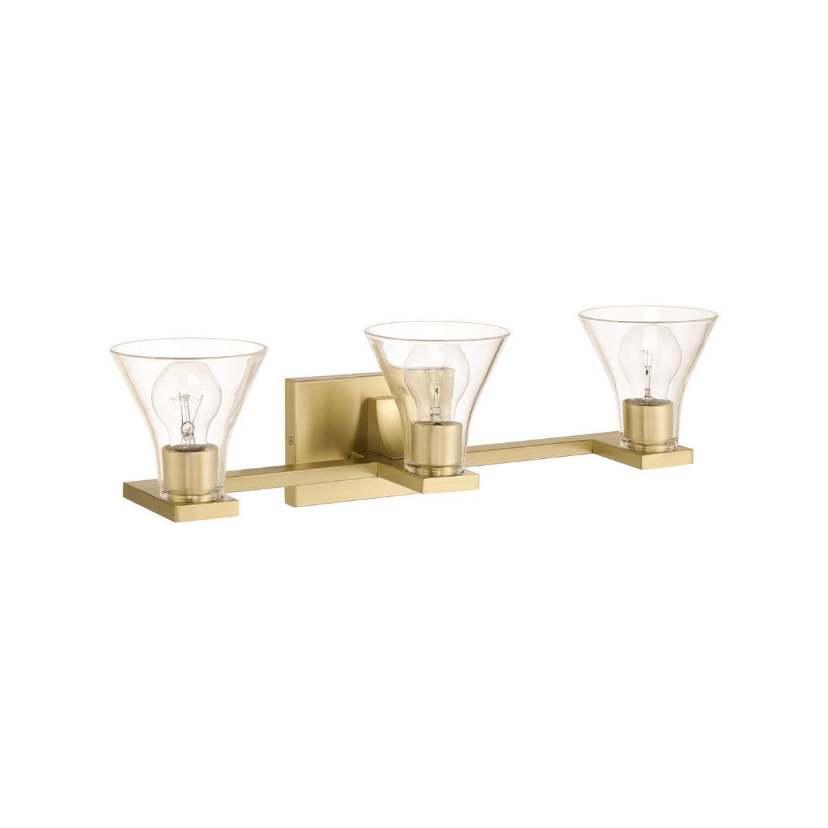 Thesis Gilford bathroom wall lamp, 3-bulb, 24 in, gold-coloured
