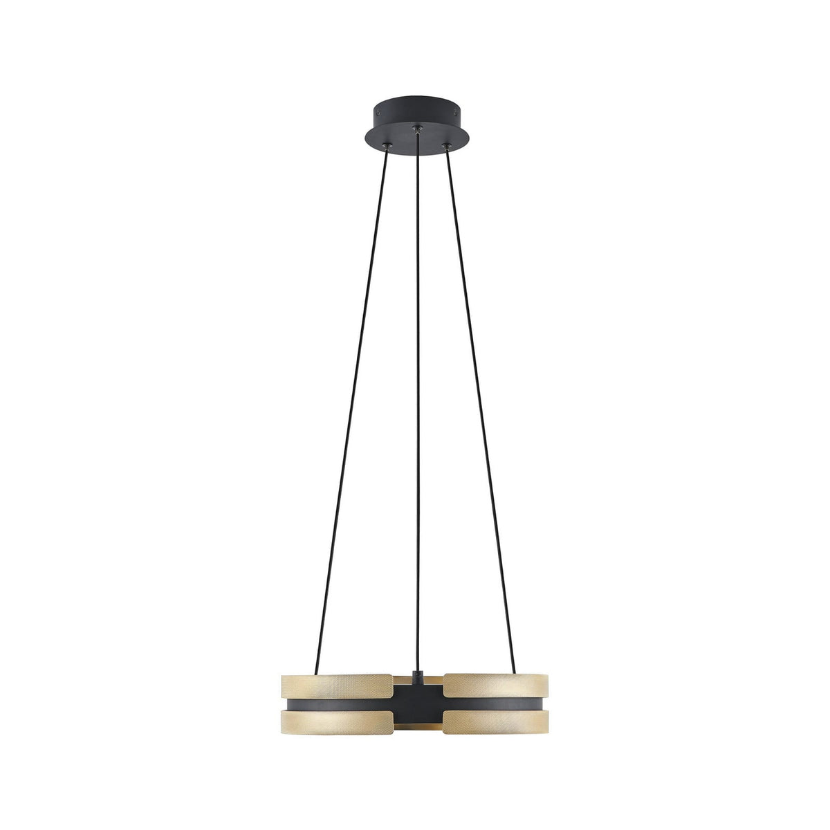 Thesis Grazia LED hanging light, black/gold, 15 in, metal, dimmable