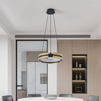 Thesis Grazia LED hanging light, black/gold, 15 in, metal, dimmable