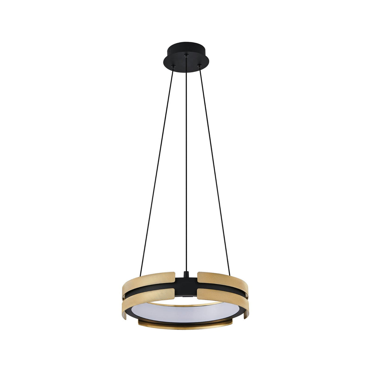 Thesis Grazia LED hanging light, black/gold, 15 in, metal, dimmable