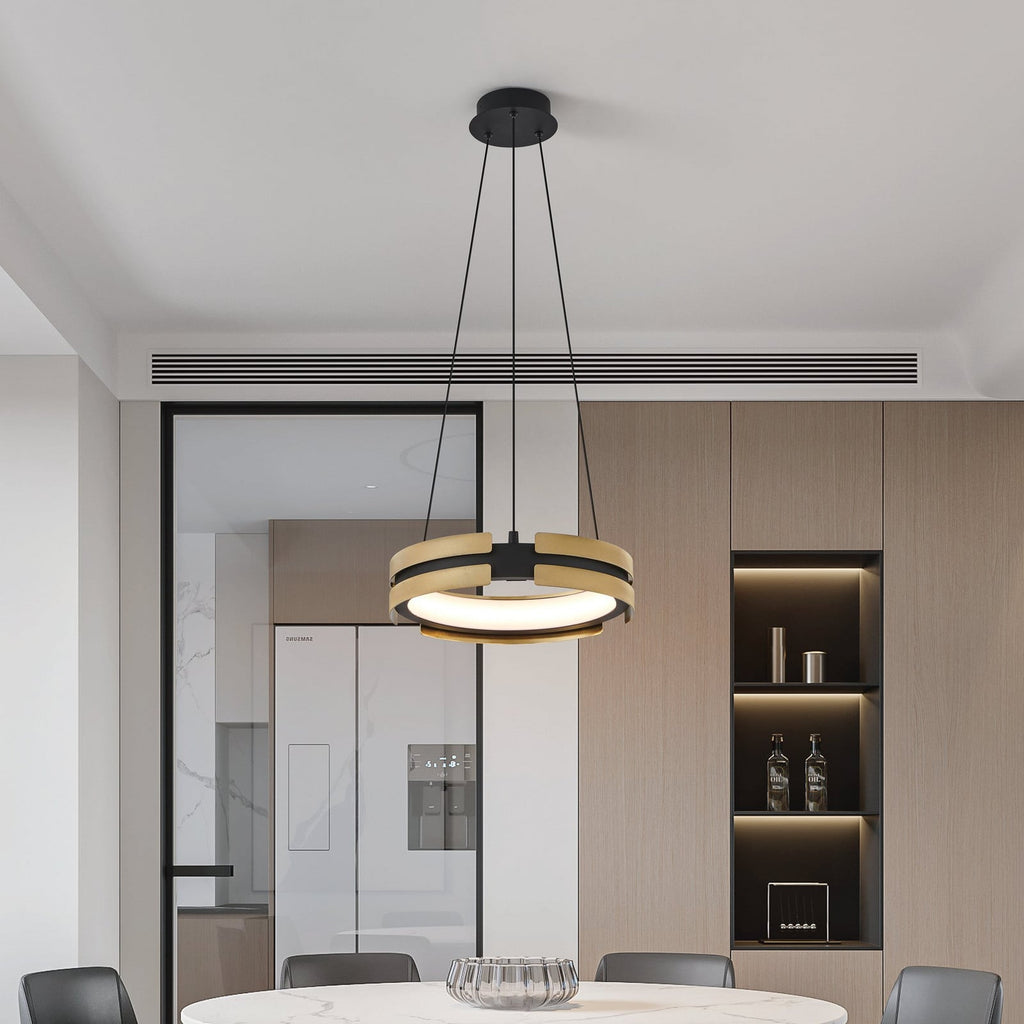 Thesis Grazia LED hanging light, black/gold, 15 in, metal, dimmable