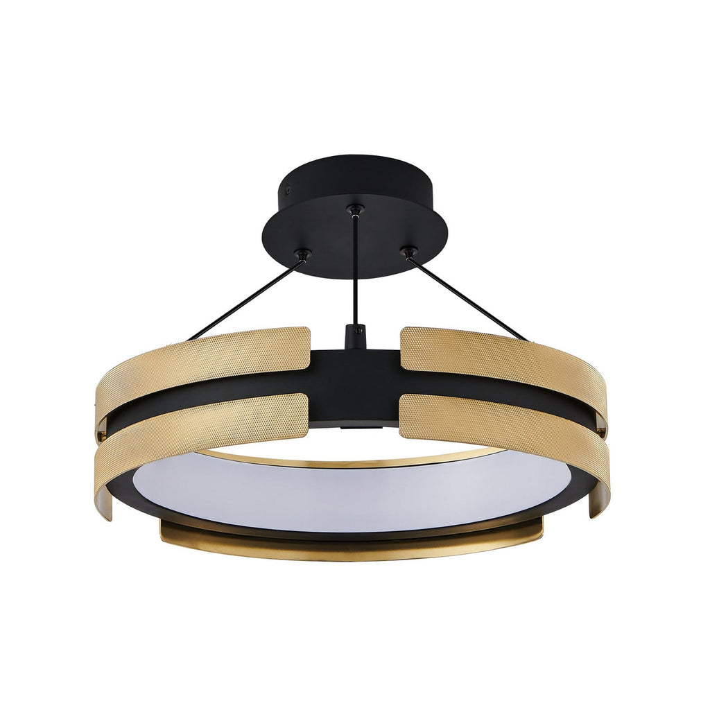 Thesis Grazia LED hanging light, black/gold, 15 in, metal, dimmable