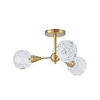 Thesis Helena ceiling lamp, gold, 20 in, 3-bulb, metal/acrylic
