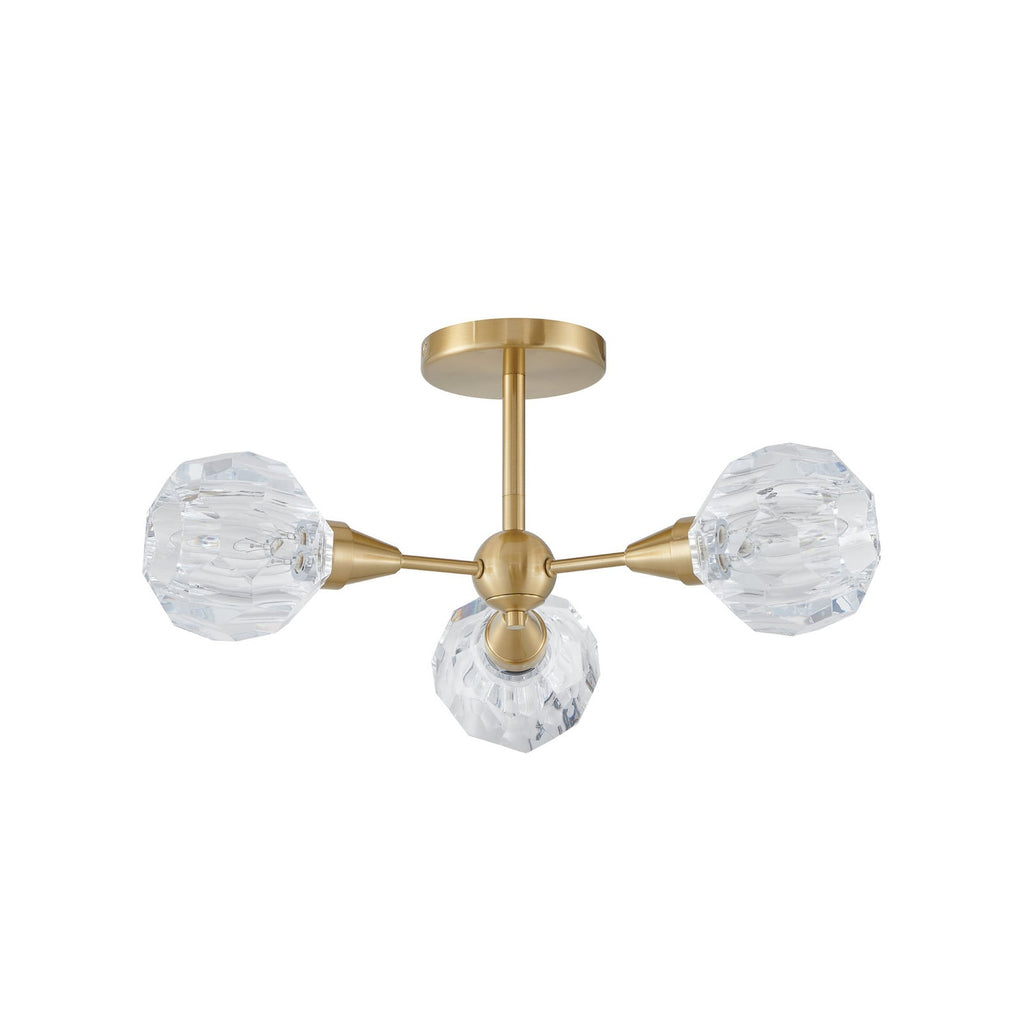 Thesis Helena ceiling lamp, gold, 20 in, 3-bulb, metal/acrylic