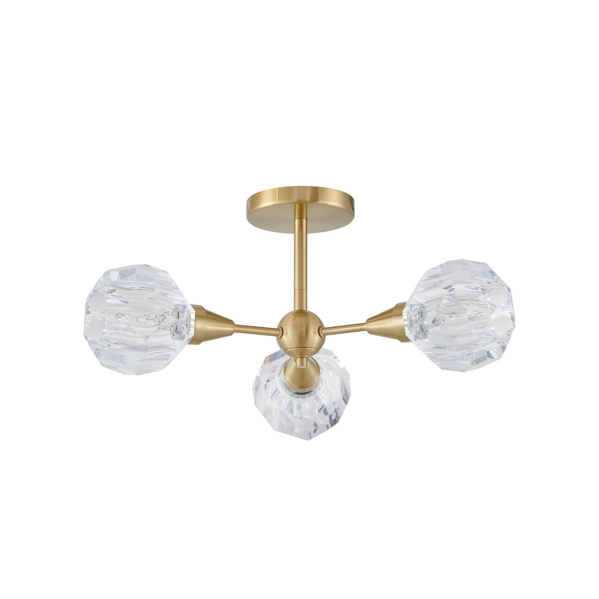Thesis Helena ceiling lamp, gold, 20 in, 3-bulb, metal/acrylic