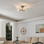 Thesis Helena ceiling lamp, gold, 20 in, 3-bulb, metal/acrylic