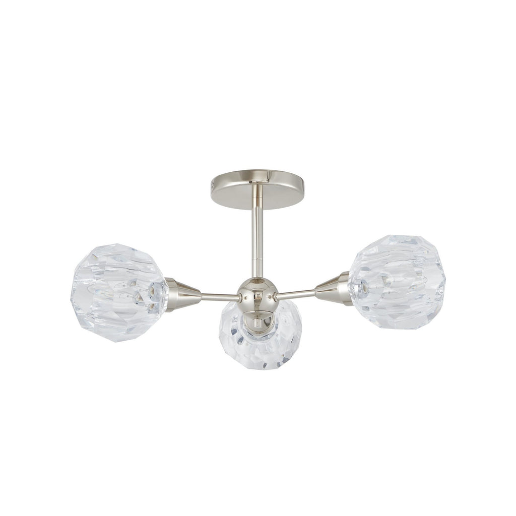 Thesis Helena ceiling lamp, nickel, 20 in, 3-bulb, metal/acrylic