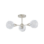 Thesis Helena ceiling lamp, nickel, 20 in, 3-bulb, metal/acrylic