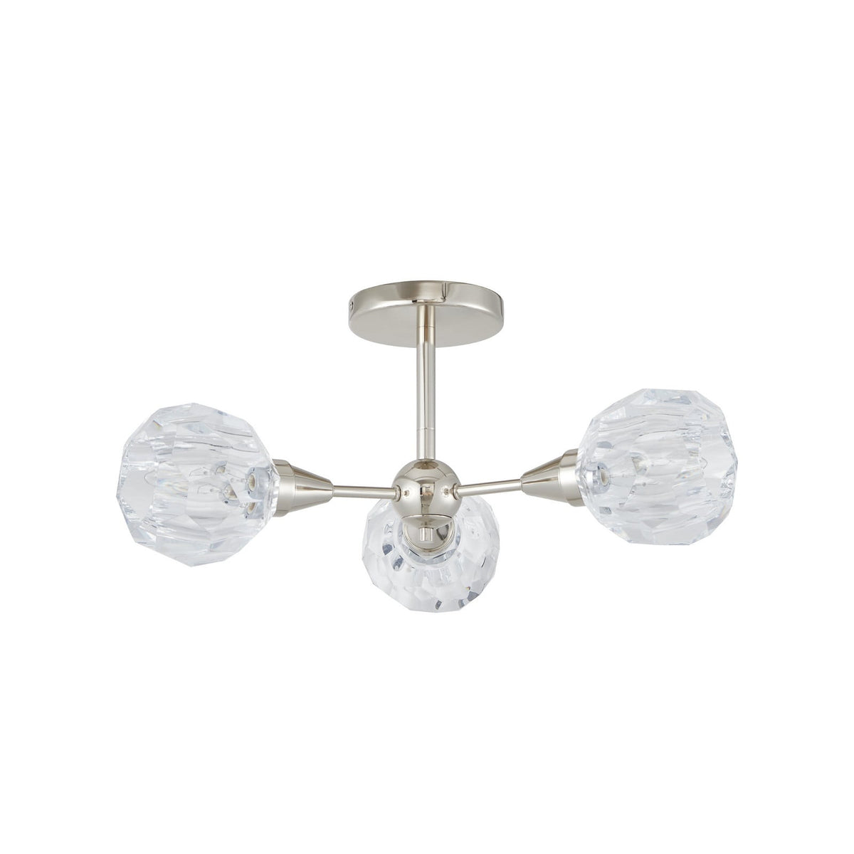 Thesis Helena ceiling lamp, nickel, 20 in, 3-bulb, metal/acrylic