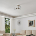 Thesis Helena ceiling lamp, nickel, 20 in, 3-bulb, metal/acrylic