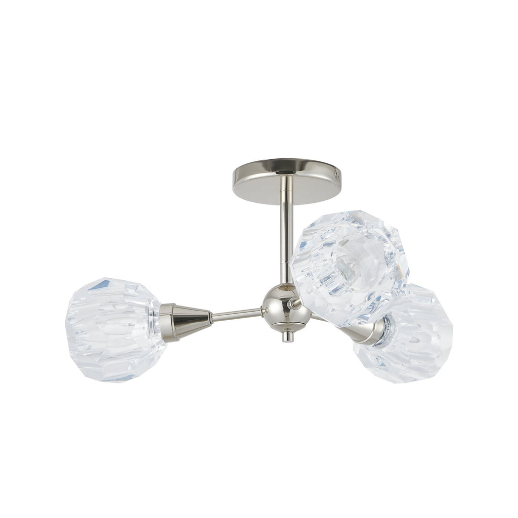 Thesis Helena ceiling lamp, nickel, 20 in, 3-bulb, metal/acrylic