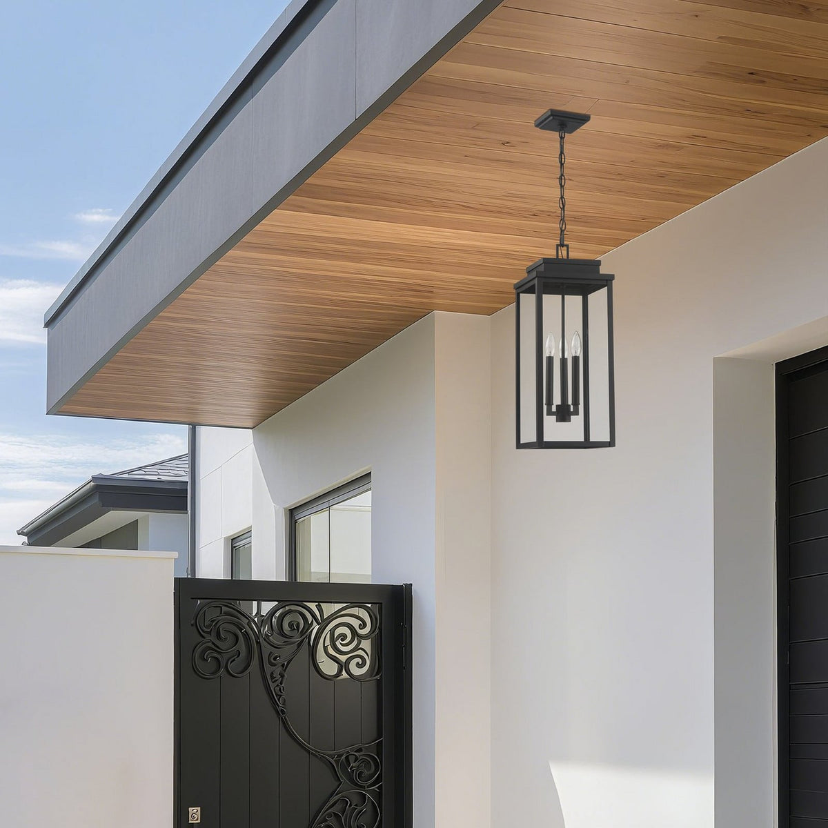 Thesis Hillside outdoor hanging light, matt black, 9 in metal