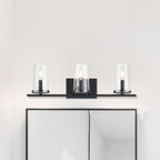 Thesis Jared bathroom wall lamp, 3-bulb, 24 in, black metal