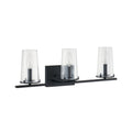 Thesis Jared bathroom wall lamp, 3-bulb, 24 in, black metal