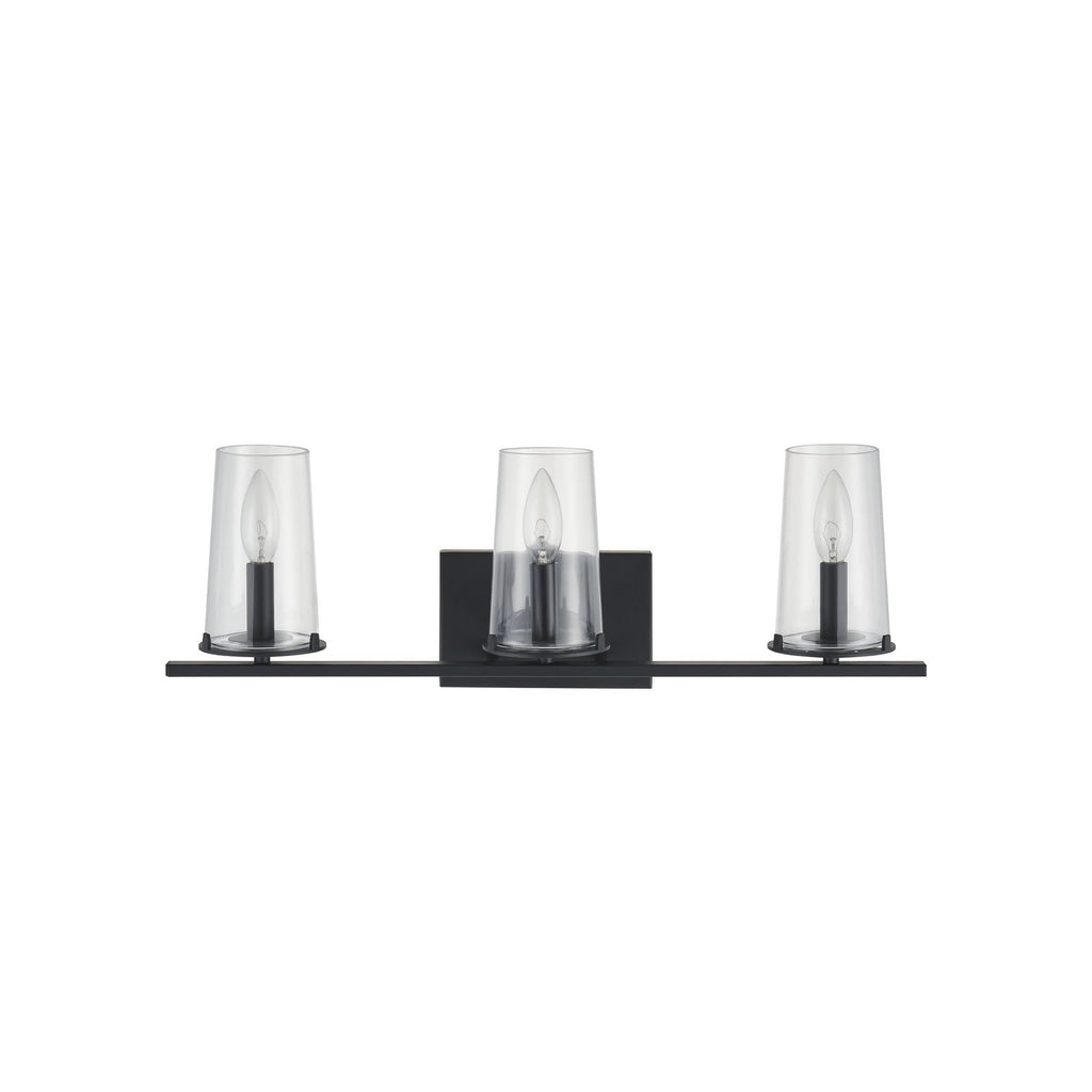 Thesis Jared bathroom wall lamp, 3-bulb, 24 in, black metal