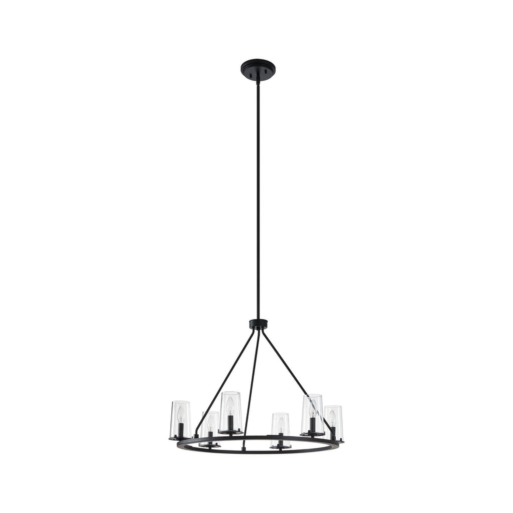Thesis Jared chandelier, 6-bulb, 30 in, black, metal