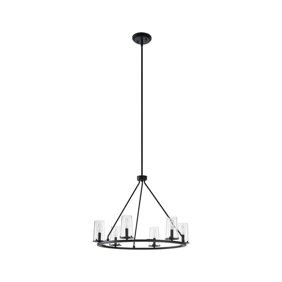 Thesis Jared chandelier, 6-bulb, 30 in, black, metal