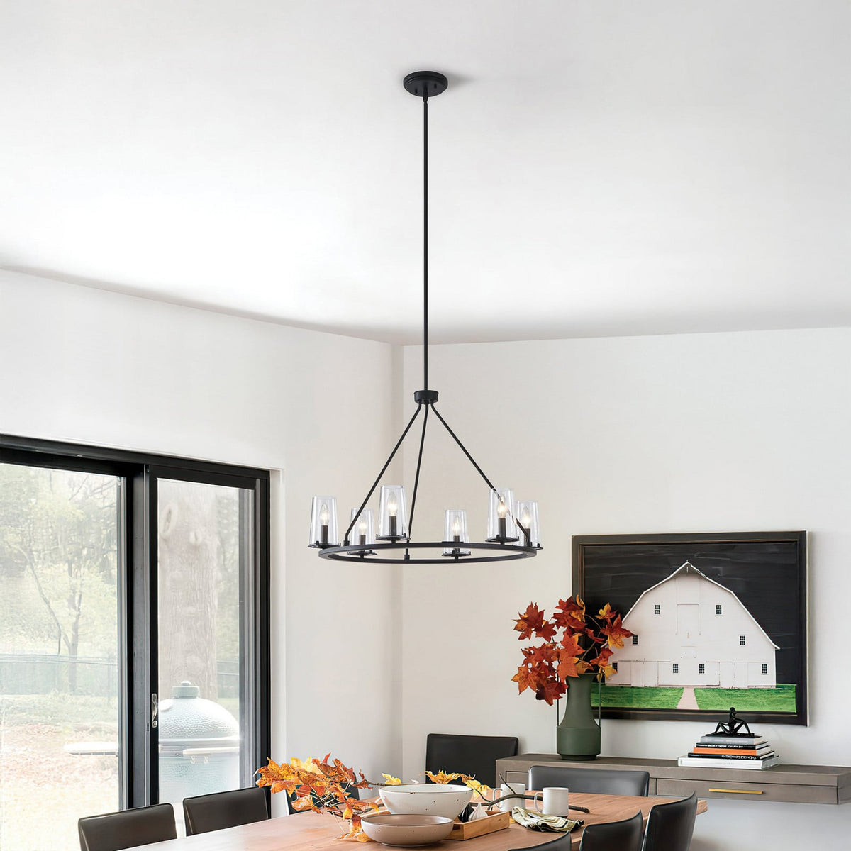 Thesis Jared chandelier, 6-bulb, 30 in, black, metal