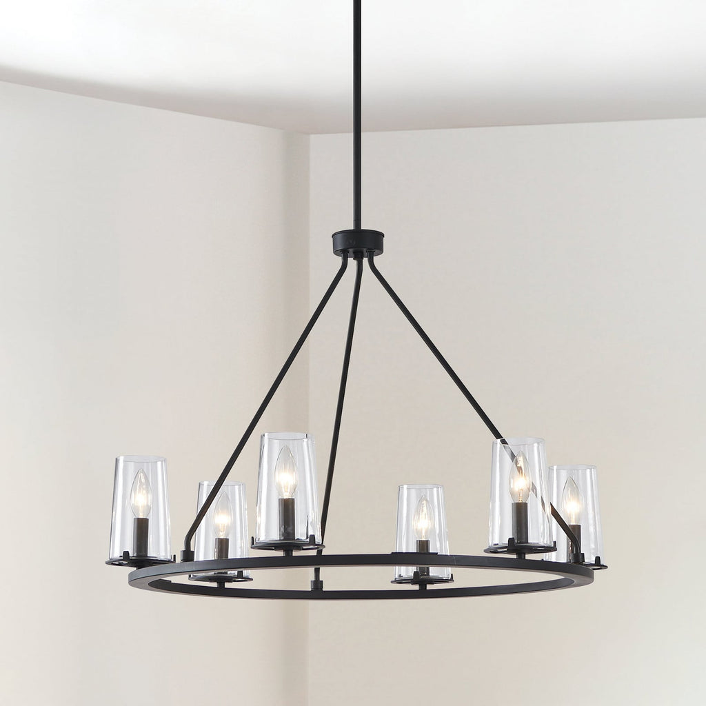 Thesis Jared chandelier, 6-bulb, 30 in, black, metal