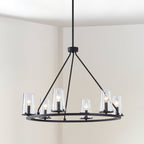Thesis Jared chandelier, 6-bulb, 30 in, black, metal