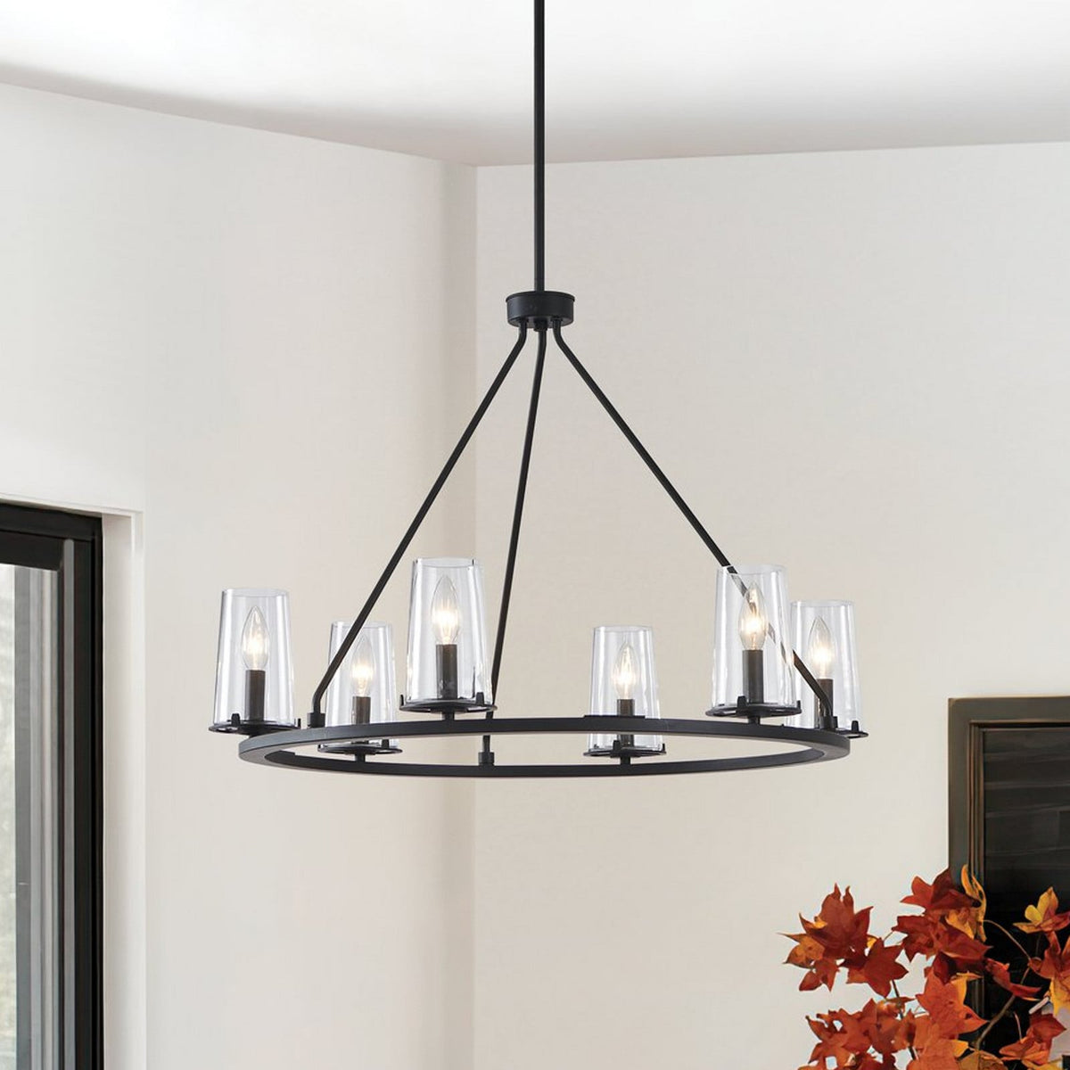 Thesis Jared chandelier, 6-bulb, 30 in, black, metal