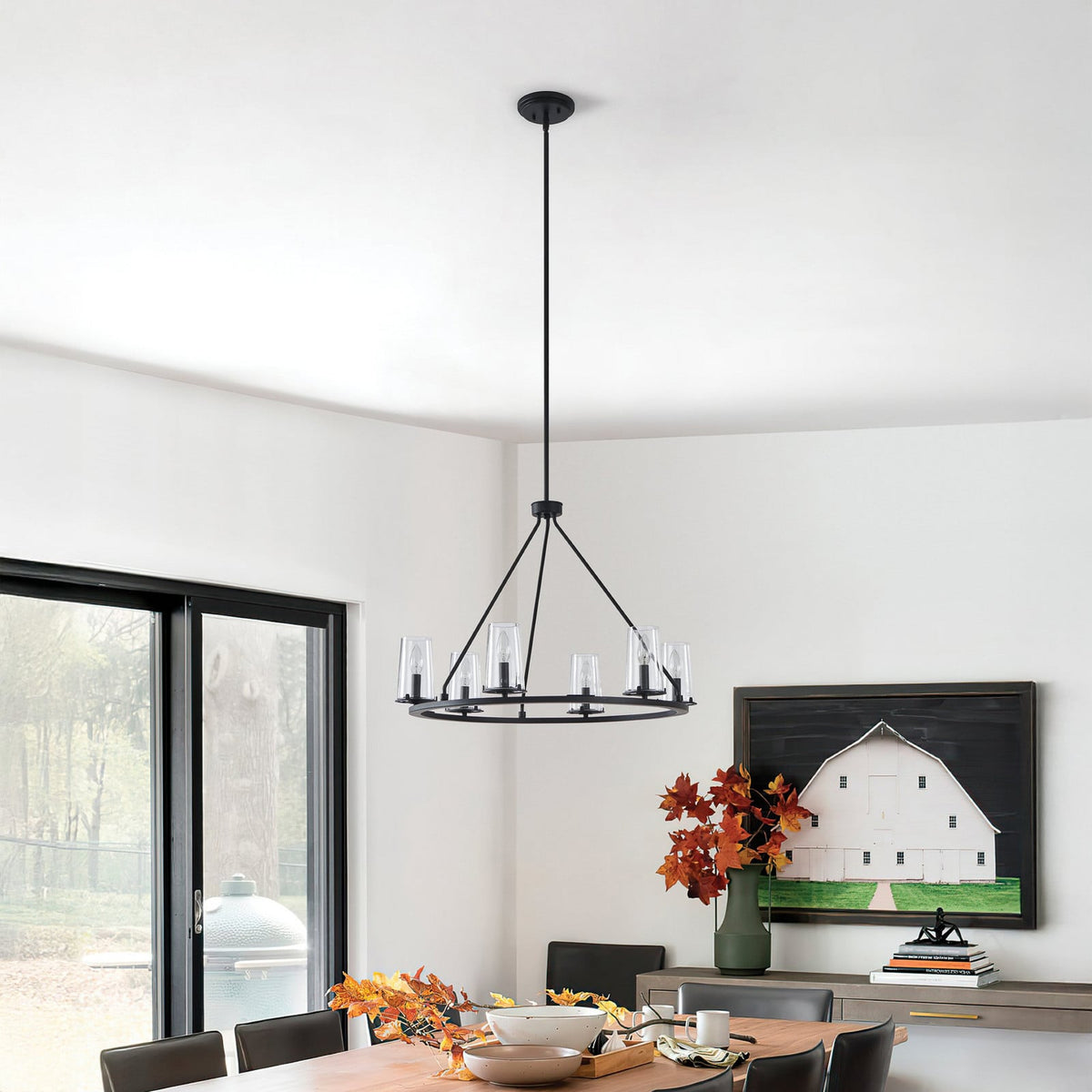 Thesis Jared chandelier, 6-bulb, 30 in, black, metal