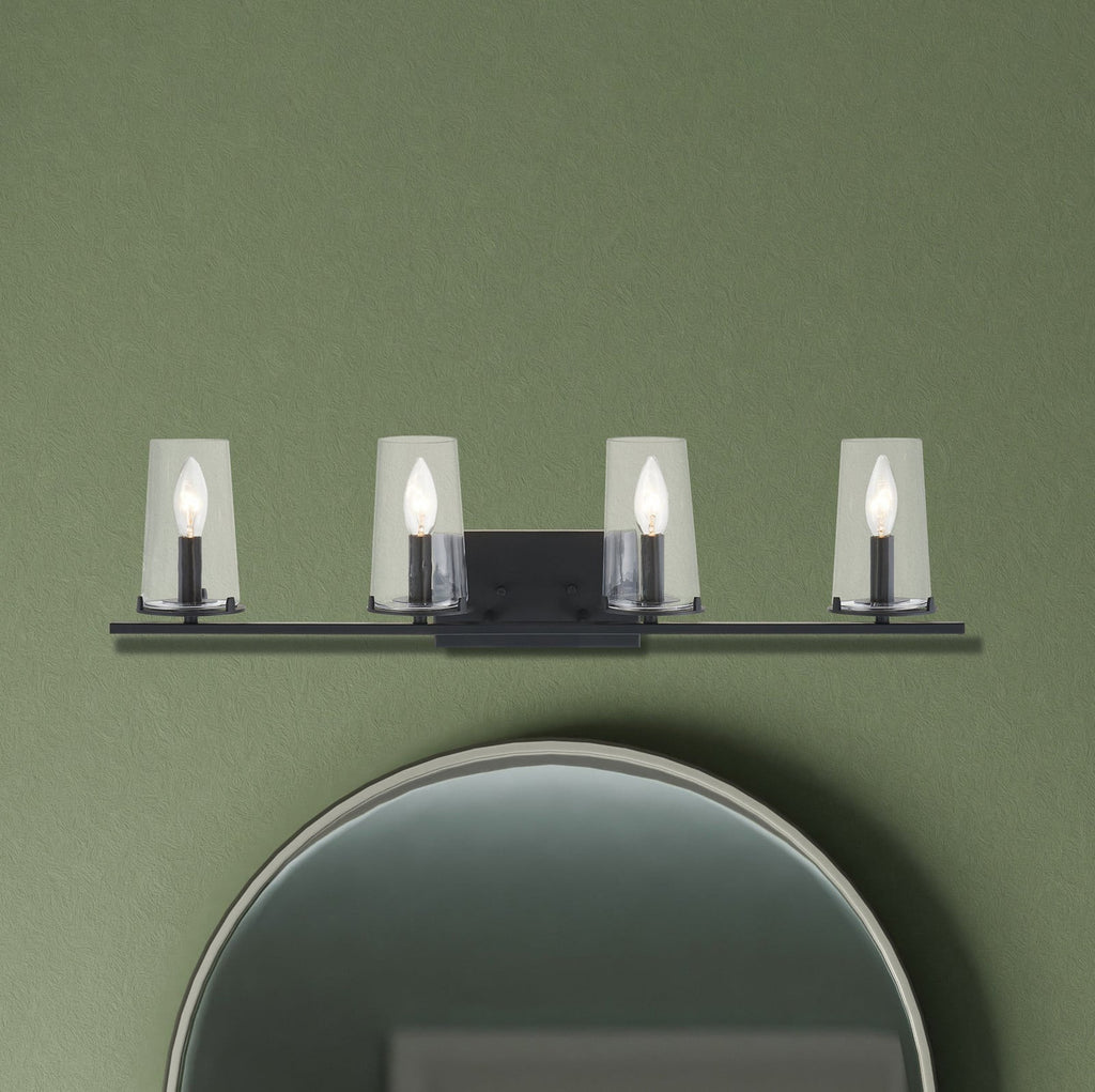 Thesis Jared Bathroom Wall Lamp, 4-bulb, 31 in, black metal